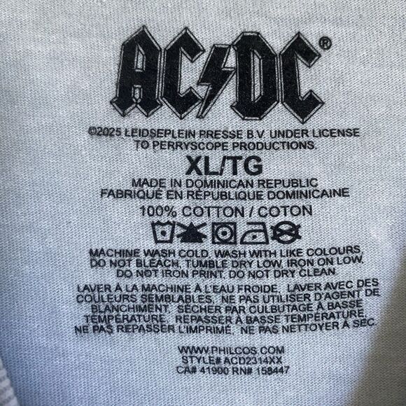 ACDC T Shirt Men XL Gray Black Graphic Print Crewneck Official Licensed - Picture 5 of 5